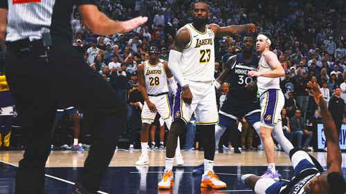 NBA Trending Image: LeBron questions overturn after Lakers' loss to Wolves: 'That play happens all the time'