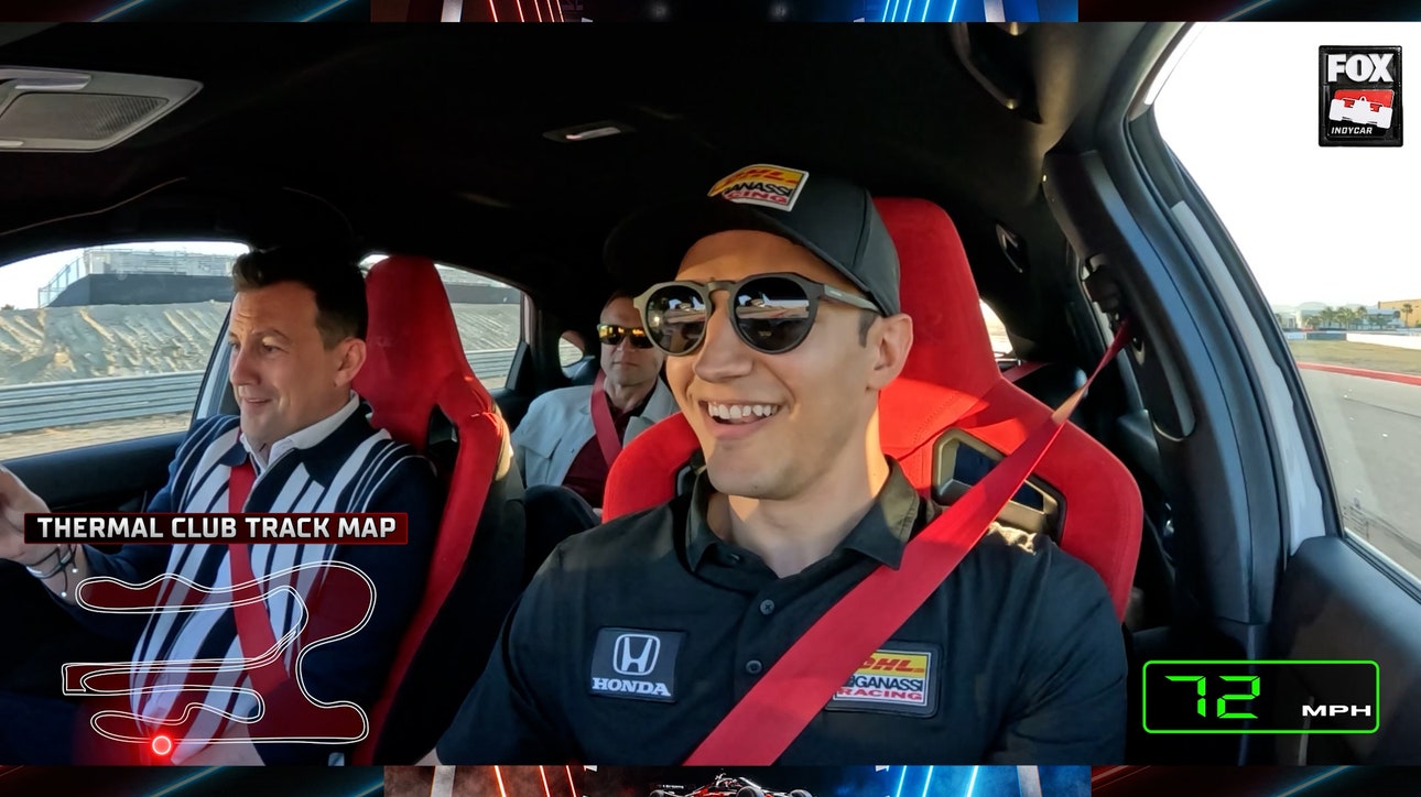 Alex Palou takes Will Buxton, James Hinchcliffe & Townsend Bell around the Thermal Club track